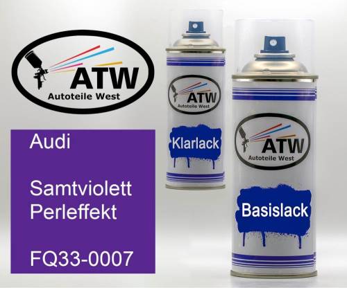 Audi, Samtviolett Perleffekt, FQ33-0007: 400ml Sprühdose + 400ml Klarlack - Set, von ATW Autoteile West.